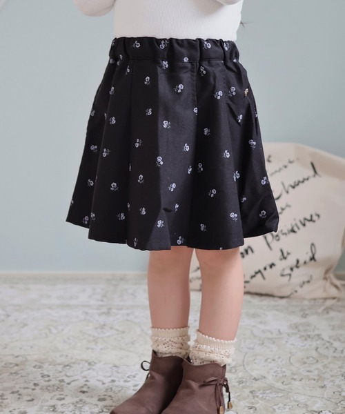 apres les cours（アプレレクール）の「インパンツ付きタックスカート（スカート・キッズ・インディゴブルー/チェック/アイボリー/ブラック・140/130/120/110/100/90/80）」の3枚目の写真