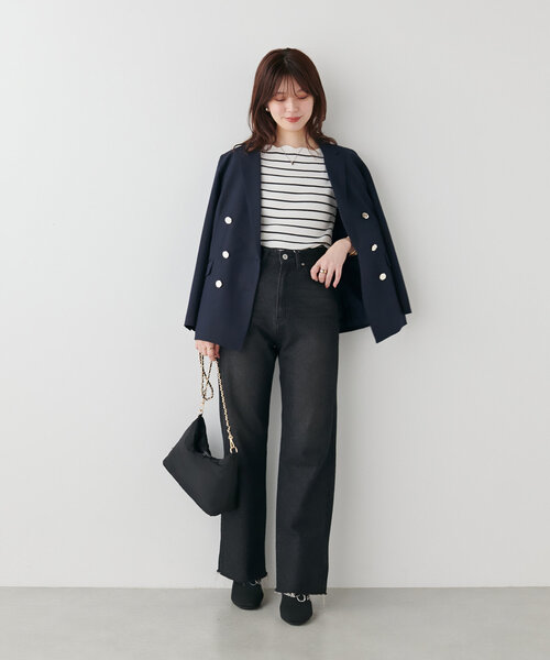 natural couture（ナチュラルクチュール）の「【WEB限定】袖口配色スカラップ強撚ニット(7分袖)（ニット/セーター・レディース・グレイッシュベージュ/オフホワイト/ミント/ネイビー/その他1/レッド・FREE）」の10枚目の写真