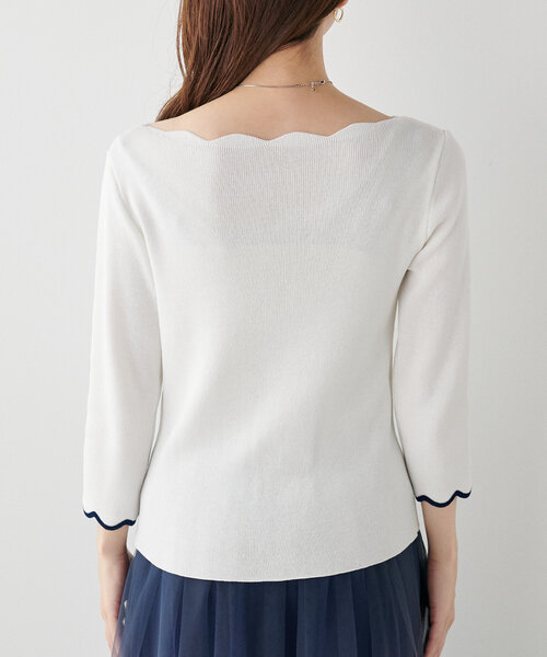 natural couture（ナチュラルクチュール）の「【WEB限定】袖口配色スカラップ強撚ニット(7分袖)（ニット/セーター・レディース・グレイッシュベージュ/オフホワイト/ミント/ネイビー/その他1/レッド・FREE）」の22枚目の写真