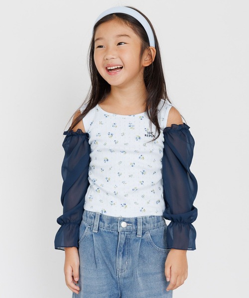10C REPIPI（ジューシーレピピ）の「【10C REPIPI】カタアキCandyスリーブトップス（Tシャツ/カットソー・キッズ・ブラック/サックスブルー/ホワイト・110cm/130cm/120cm）」の6枚目の写真