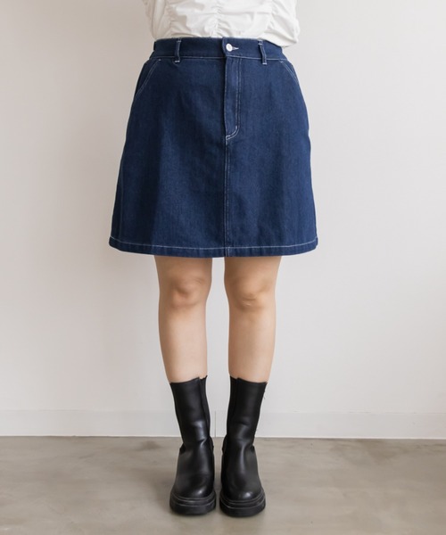 CLETTE（クレット）の「リボンステッチデニムミニスカート（デニムスカート・レディース・ブラック/ネイビー・4L/3L/LL）」の11枚目の写真