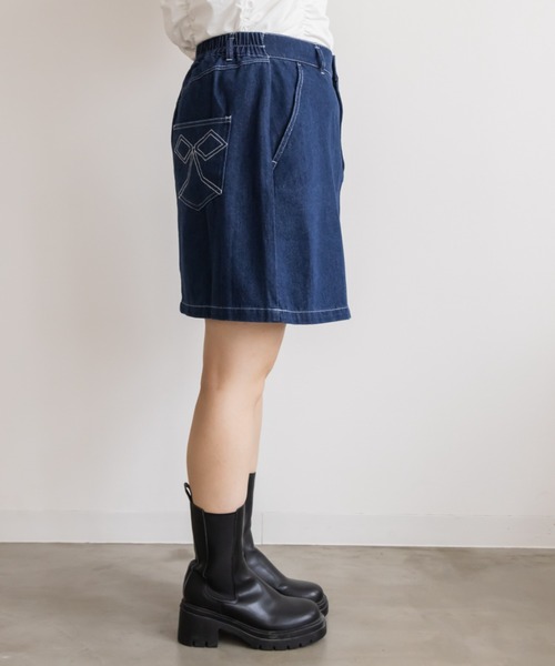 CLETTE（クレット）の「リボンステッチデニムミニスカート（デニムスカート・レディース・ブラック/ネイビー・4L/3L/LL）」の12枚目の写真