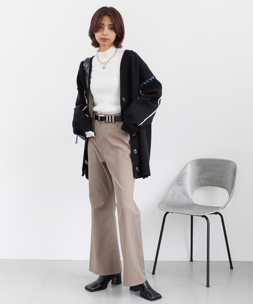 セール】バイカラースリーブハイネックニット（ニット/セーター