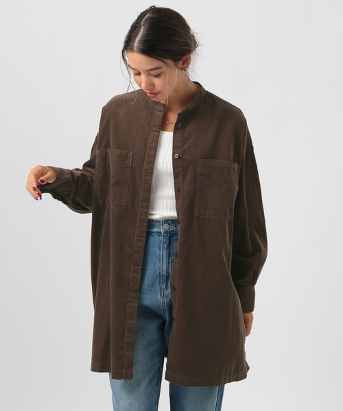BAYFLOW（ベイフロー）の「[スリット風に開閉可能]コーデュロイシャツチュニック（シャツ/ブラウス・レディース・サンドベージュ/ブラウン/グレー・FREE）」の12枚目の写真