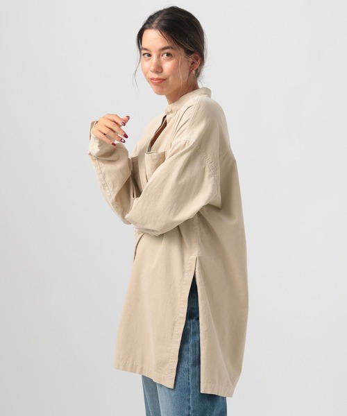 BAYFLOW（ベイフロー）の「[スリット風に開閉可能]コーデュロイシャツチュニック（シャツ/ブラウス・レディース・サンドベージュ/ブラウン/グレー・FREE）」の17枚目の写真