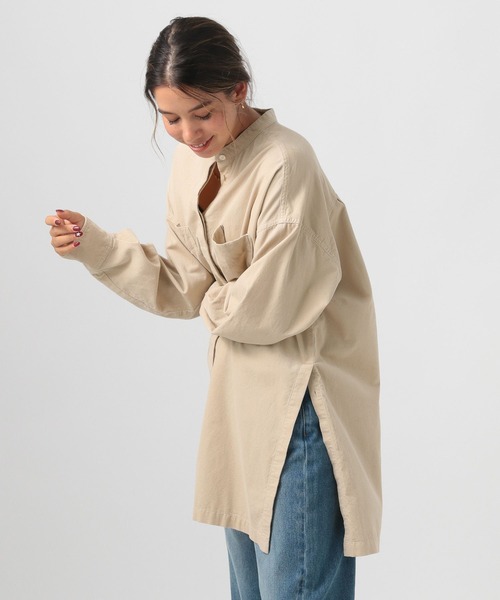 BAYFLOW（ベイフロー）の「[スリット風に開閉可能]コーデュロイシャツチュニック（シャツ/ブラウス・レディース・サンドベージュ/ブラウン/グレー・FREE）」の4枚目の写真