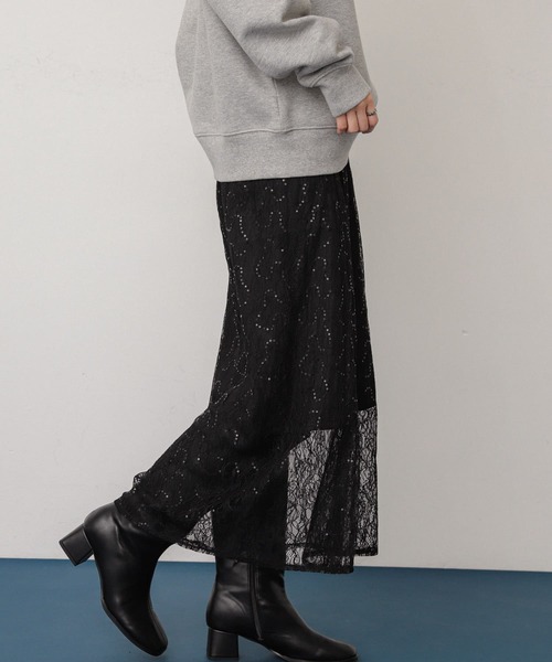 SENSE OF PLACE by URBAN RESEARCH(センスオブプレイスバイアーバンリサーチ)の「2WAYスパンコールスカート(スカート・レディース・アイボリー/ブラック・ONE)」の11枚目の写真