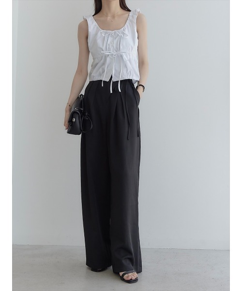 【セール】ダブルリボンギャザーブラウス/ホワイト（シャツ/ブラウス）｜amel（エイメル）