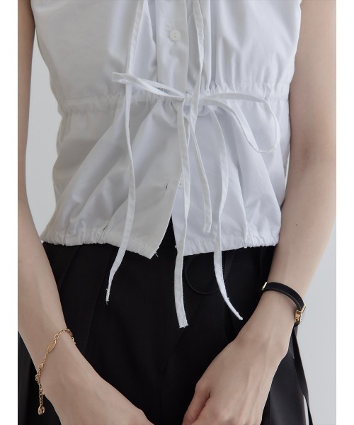 【セール】ダブルリボンギャザーブラウス/ホワイト（シャツ/ブラウス）｜amel（エイメル）