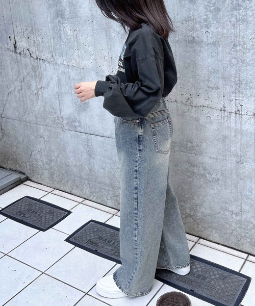 INGNI（イング）の「ピグメントプリントロゴロングTシャツ（Tシャツ/カットソー・レディース・ブラウン系6/ブラック×ブルー/ブラック×レッド・M）」の21枚目の写真