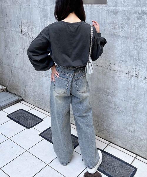 INGNI（イング）の「ピグメントプリントロゴロングTシャツ（Tシャツ/カットソー・レディース・ブラウン系6/ブラック×ブルー/ブラック×レッド・M）」の22枚目の写真