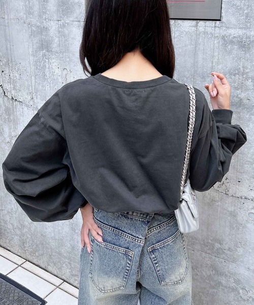 INGNI（イング）の「ピグメントプリントロゴロングTシャツ（Tシャツ/カットソー・レディース・ブラウン系6/ブラック×ブルー/ブラック×レッド・M）」の17枚目の写真