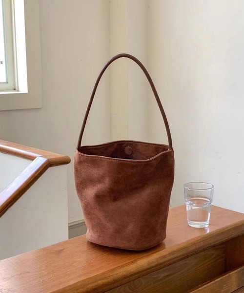HEILIS（ヘイリス）の「【新色追加】ワンハンドルスエードバケツバッグ / 春 フェイクスウェード ミニバッグ バケツバッグ バケツ型バッグ ブラック レッド ベージュ ブラウン（ハンドバッグ・レディース・レッド/ブラウン/ベージュ/ブラック・FREE）」の7枚目の写真