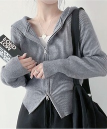 THISIS（ディスイズ）の「クロップド丈 ジップアップニットパーカー レディース（パーカー）」