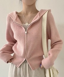 THISIS（ディスイズ）の「クロップド丈 ジップアップニットパーカー レディース（パーカー）」