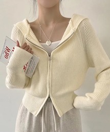 THISIS（ディスイズ）の「クロップド丈 ジップアップニットパーカー レディース（パーカー）」