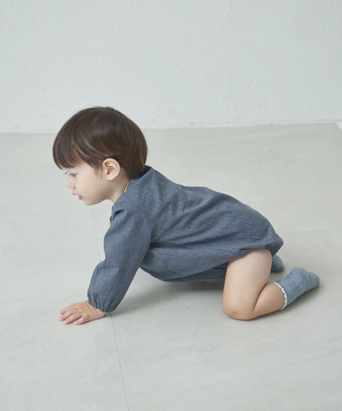 pairmanon（ペアマノン）の「【ベビー】ポケット付き スタンドカラー ロンパース（ロンパース・キッズ・ベージュ/グレー/ブラック・70/80）」の10枚目の写真