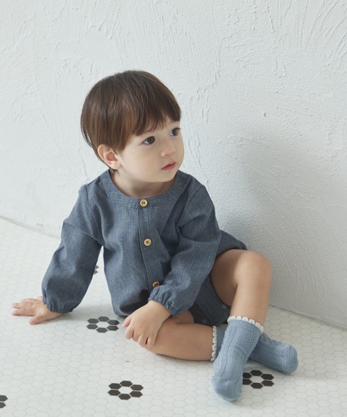 pairmanon（ペアマノン）の「【ベビー】ポケット付き スタンドカラー ロンパース（ロンパース・キッズ・ベージュ/グレー/ブラック・70/80）」の11枚目の写真