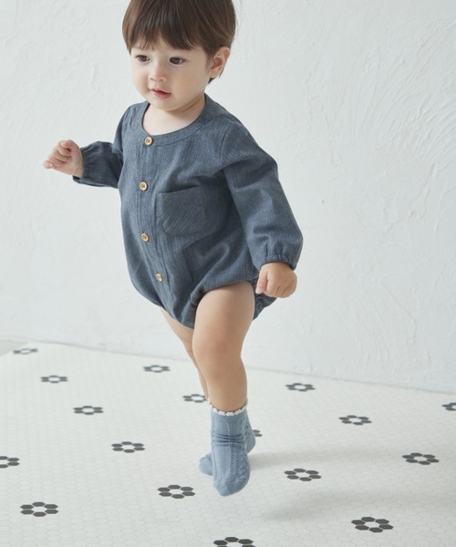 pairmanon（ペアマノン）の「【ベビー】ポケット付き スタンドカラー ロンパース（ロンパース・キッズ・ベージュ/グレー/ブラック・70/80）」の12枚目の写真