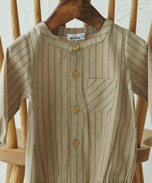 pairmanon（ペアマノン）の「【ベビー】ポケット付き スタンドカラー ロンパース（ロンパース・キッズ・ベージュ/グレー/ブラック・70/80）」の16枚目の写真