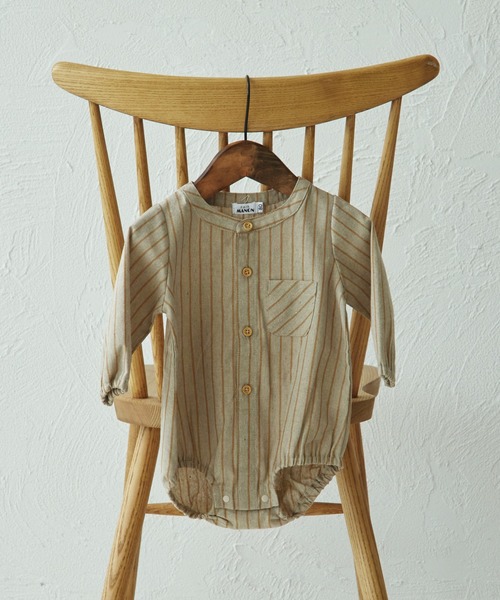 pairmanon（ペアマノン）の「【ベビー】ポケット付き スタンドカラー ロンパース（ロンパース・キッズ・ベージュ/グレー/ブラック・70/80）」の4枚目の写真