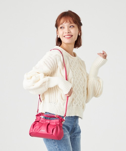LA BAGAGERIE（ラバガジェリー）の「シープレザー　ギャザーミニマムバッグ（ショルダーバッグ・レディース・ピンク/オレンジ/グレイッシュベージュ/ブラック/シルバー系その他・FREE）」の13枚目の写真