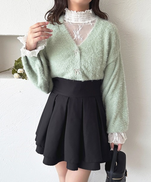 apres jour（アプレジュール）の「【7色展開】ラメシャギーリボンカーディガン【ZOZOTOWN限定アイテム】（カーディガン/ボレロ・レディース・パープル/ホワイト/ピンク/レッド/ブルー/グリーン/イエロー・X-LARGE/フリー）」の16枚目の写真