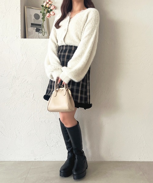 セール】【7色展開】ラメシャギーリボンカーディガン【ZOZOTOWN限定