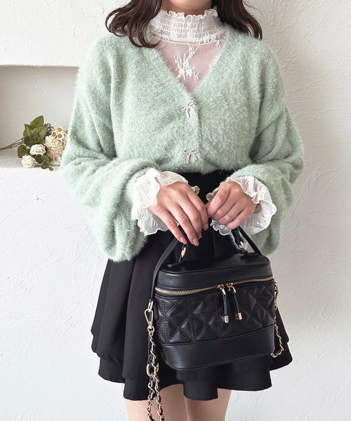 apres jour（アプレジュール）の「【7色展開】ラメシャギーリボンカーディガン【ZOZOTOWN限定アイテム】（カーディガン/ボレロ・レディース・パープル/ホワイト/ピンク/レッド/ブルー/グリーン/イエロー・X-LARGE/フリー）」の17枚目の写真