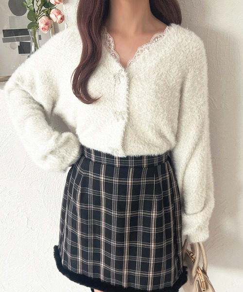 apres jour（アプレジュール）の「【7色展開】ラメシャギーリボンカーディガン【ZOZOTOWN限定アイテム】（カーディガン/ボレロ・レディース・パープル/ホワイト/ピンク/レッド/ブルー/グリーン/イエロー・X-LARGE/フリー）」の11枚目の写真