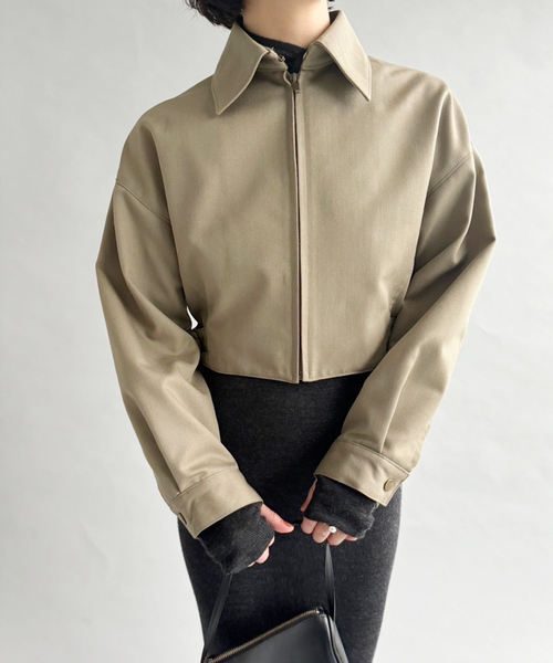 EDIT. FOR LULU（エディットフォールル）の「ギャバジンショートブルゾン（ブルゾン・レディース・ベージュ・FREE）」の12枚目の写真