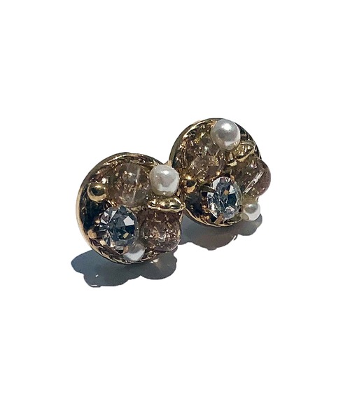 ハンドメイドピアス3425 セール】【 NOLITA / ノリータ 】ビーズとパールを散りばめた 花かご