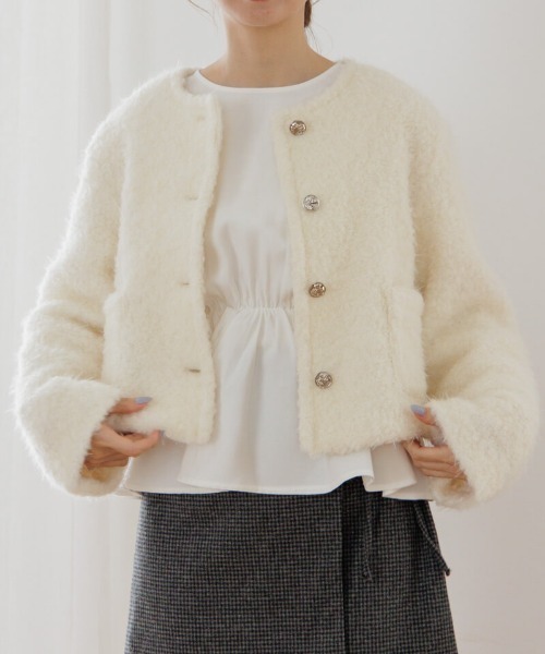 【セール】フラッフィージャケット2（ノーカラージャケット）｜flower（フラワー）