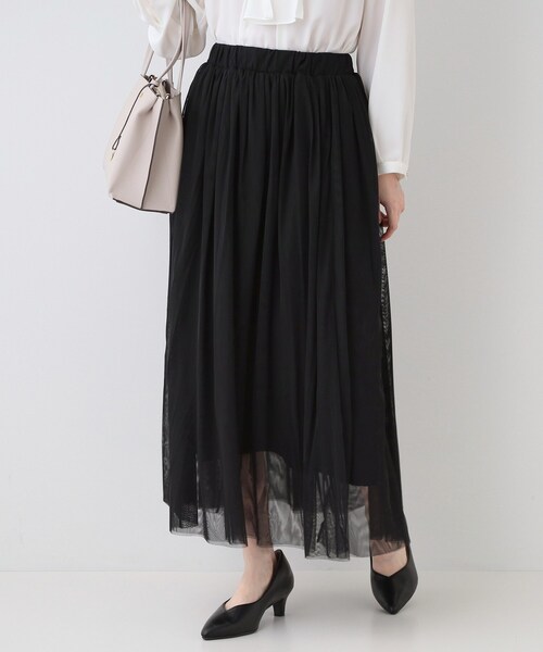 SHOO・LA・RUE（シューラルー）の「【セレモニーからデイリーまで】女性らしさあふれる チュールスカート（スカート・レディース・ブラック/チャコールグレー/ブラウン系・00）」の2枚目の写真