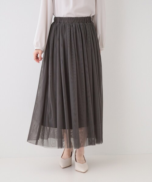 SHOO・LA・RUE（シューラルー）の「【セレモニーからデイリーまで】女性らしさあふれる チュールスカート（スカート・レディース・ブラック/チャコールグレー/ブラウン系・00）」の4枚目の写真