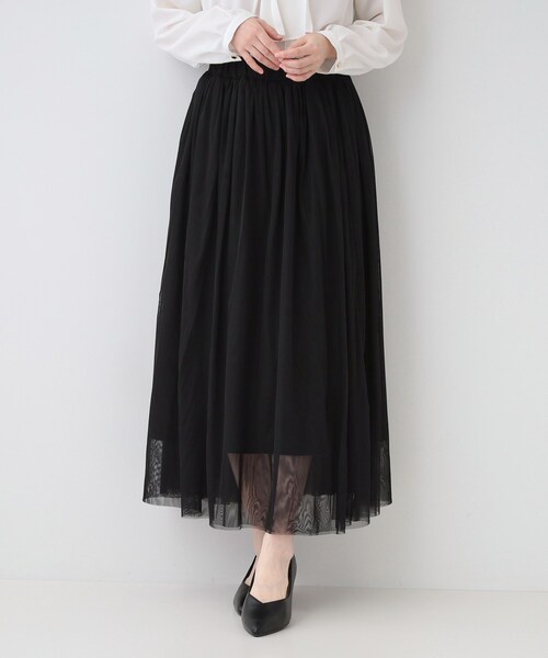 SHOO・LA・RUE（シューラルー）の「【セレモニーからデイリーまで】女性らしさあふれる チュールスカート（スカート・レディース・ブラック/チャコールグレー/ブラウン系・00）」の10枚目の写真
