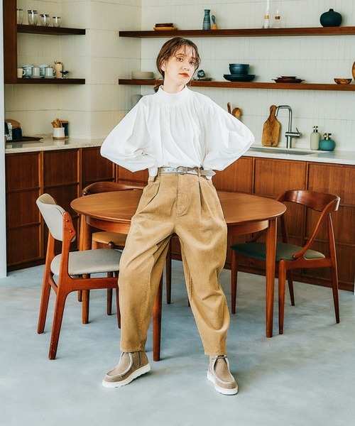 studio CLIP（スタディオクリップ）の「リブモックフレアブラウス（シャツ/ブラウス・レディース・ベージュ/グレー/オフホワイト/ブラック・FREE）」の5枚目の写真