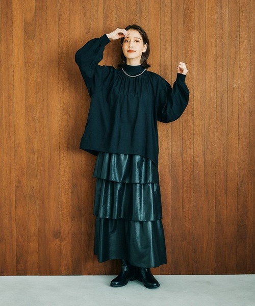 studio CLIP（スタディオクリップ）の「リブモックフレアブラウス