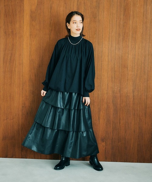 studio CLIP（スタディオクリップ）の「リブモックフレアブラウス（シャツ/ブラウス・レディース・ベージュ/グレー/オフホワイト/ブラック・FREE）」の13枚目の写真