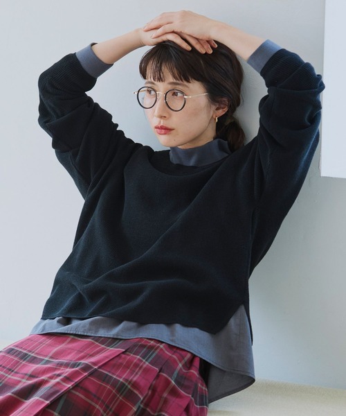 studio CLIP（スタディオクリップ）の「リブモックフレアブラウス