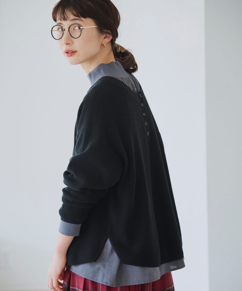 studio CLIP（スタディオクリップ）の「リブモックフレアブラウス（シャツ/ブラウス・レディース・ベージュ/グレー/オフホワイト/ブラック・FREE）」の15枚目の写真