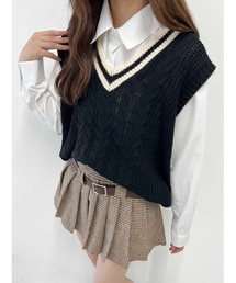 PHILLY | 【2点セット】ラインニットベスト+シャツセット(ベスト)