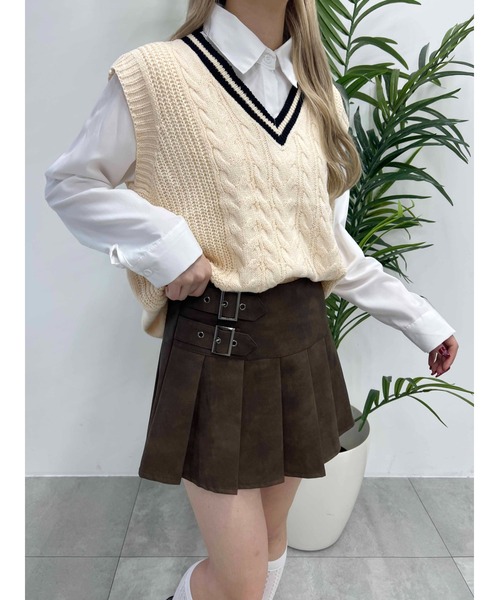 PHILLY（フィリー）の「【2点セット】ラインニットベスト+シャツセット（ベスト・レディース・アイボリー/ブラック・FREE）」の5枚目の写真