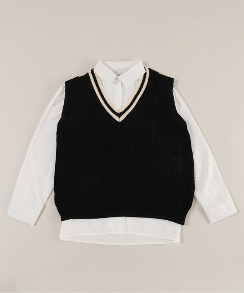 PHILLY（フィリー）の「【2点セット】ラインニットベスト+シャツセット（ベスト・レディース・アイボリー/ブラック・FREE）」の12枚目の写真