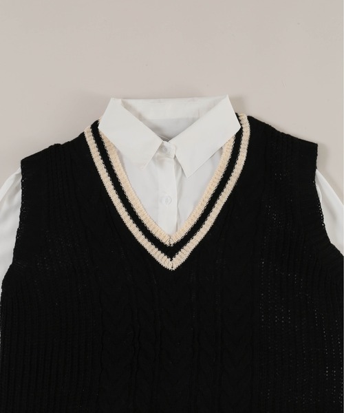 PHILLY（フィリー）の「【2点セット】ラインニットベスト+シャツセット（ベスト・レディース・アイボリー/ブラック・FREE）」の16枚目の写真