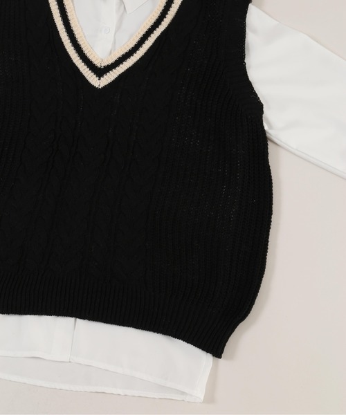 PHILLY（フィリー）の「【2点セット】ラインニットベスト+シャツセット（ベスト・レディース・アイボリー/ブラック・FREE）」の18枚目の写真