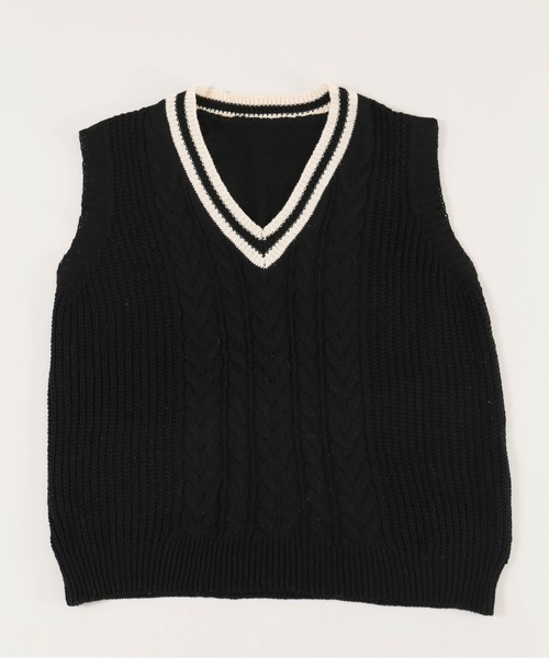 PHILLY（フィリー）の「【2点セット】ラインニットベスト+シャツセット（ベスト・レディース・アイボリー/ブラック・FREE）」の14枚目の写真