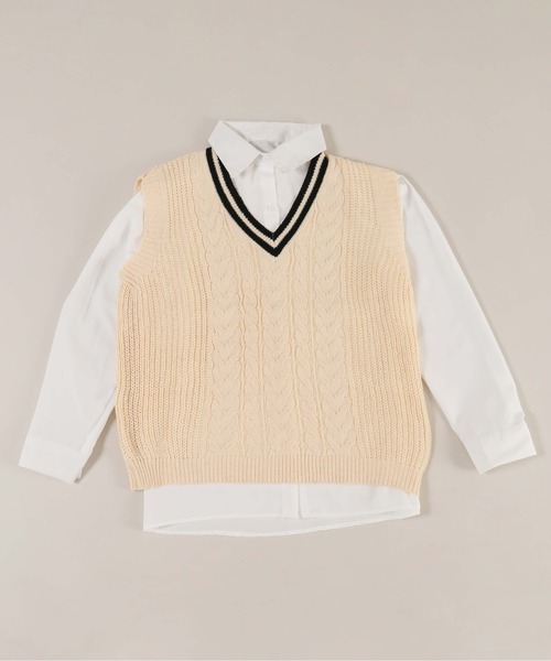 PHILLY（フィリー）の「【2点セット】ラインニットベスト+シャツセット（ベスト・レディース・アイボリー/ブラック・FREE）」の11枚目の写真