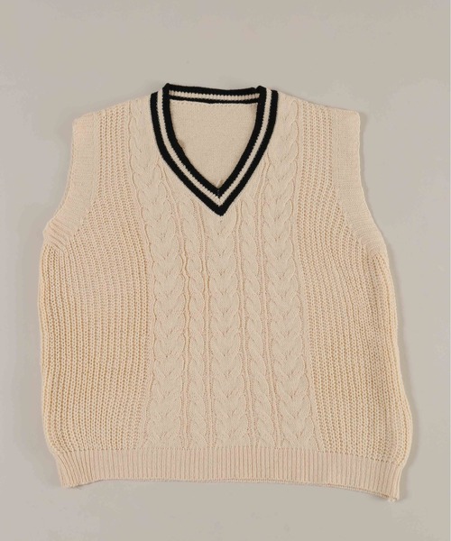 PHILLY（フィリー）の「【2点セット】ラインニットベスト+シャツセット（ベスト・レディース・アイボリー/ブラック・FREE）」の13枚目の写真