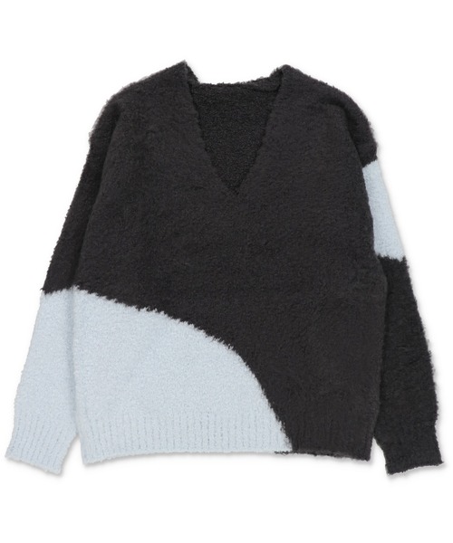 Lull（ルル）の「【Lull / ルル】ブロックカラーオーバーサイズブークレニット（ニット/セーター・レディース・ブラック/ベージュ/チャコール・ONESIZE）」の22枚目の写真